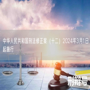中华人民共和国刑法修正案（十二）2024年3月1日起施行